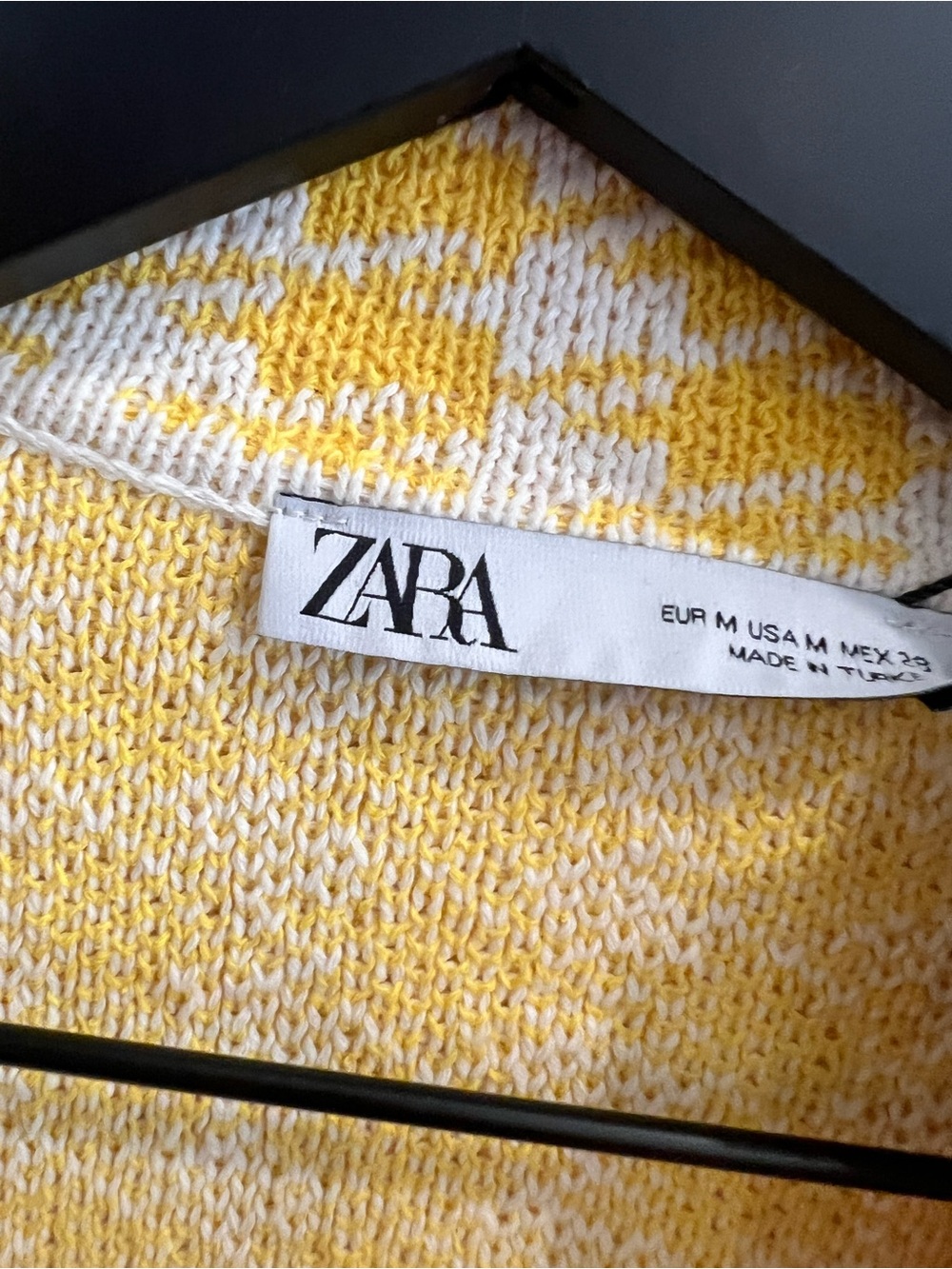 Zara Yellow & White Houndstooth Cropped Blazer - Picture 7 of 9